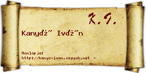 Kanyó Iván névjegykártya